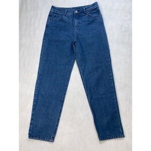 JNBY Blue Denim Jeans‎ Size L High Waist Tapered Leg Casual Genuine Handcrafted